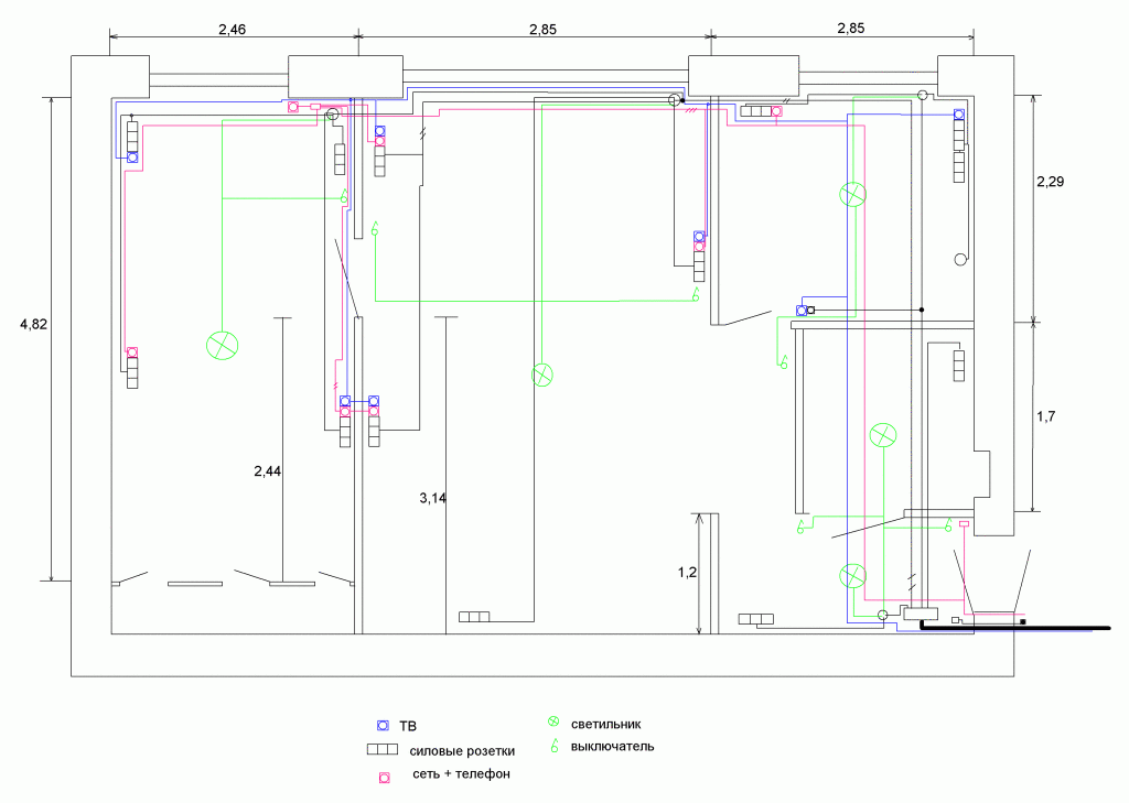 Схема электропроводки в квартире 2 комнатная своими руками